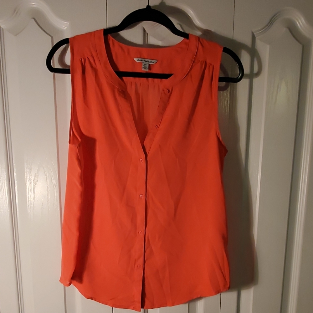 New American Eagle Orange Button down blouse M